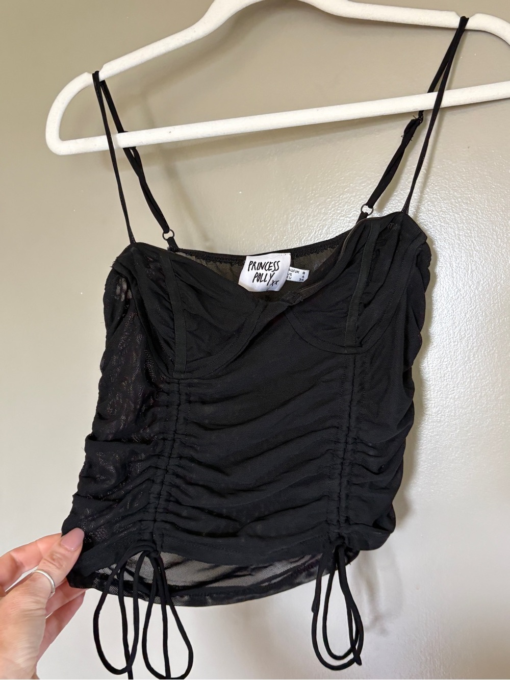 Princess Polly Black Ruched Drawstring Cami - Picture 5 of 9